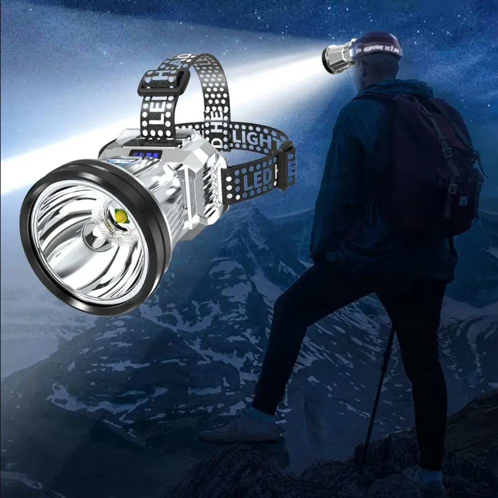 Night Running Light LED Head-Mounted Flashlight Adjustable Super Bright Head Lamp USB Rechargeable White Light Headlight Hiking