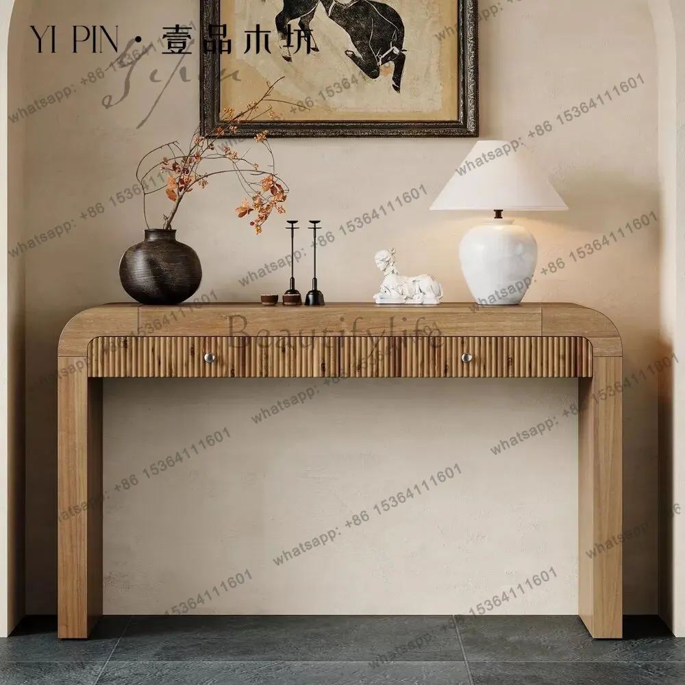 Medieval style solid wood xuangtai retro high-end sense of home against the wall corridor storage case