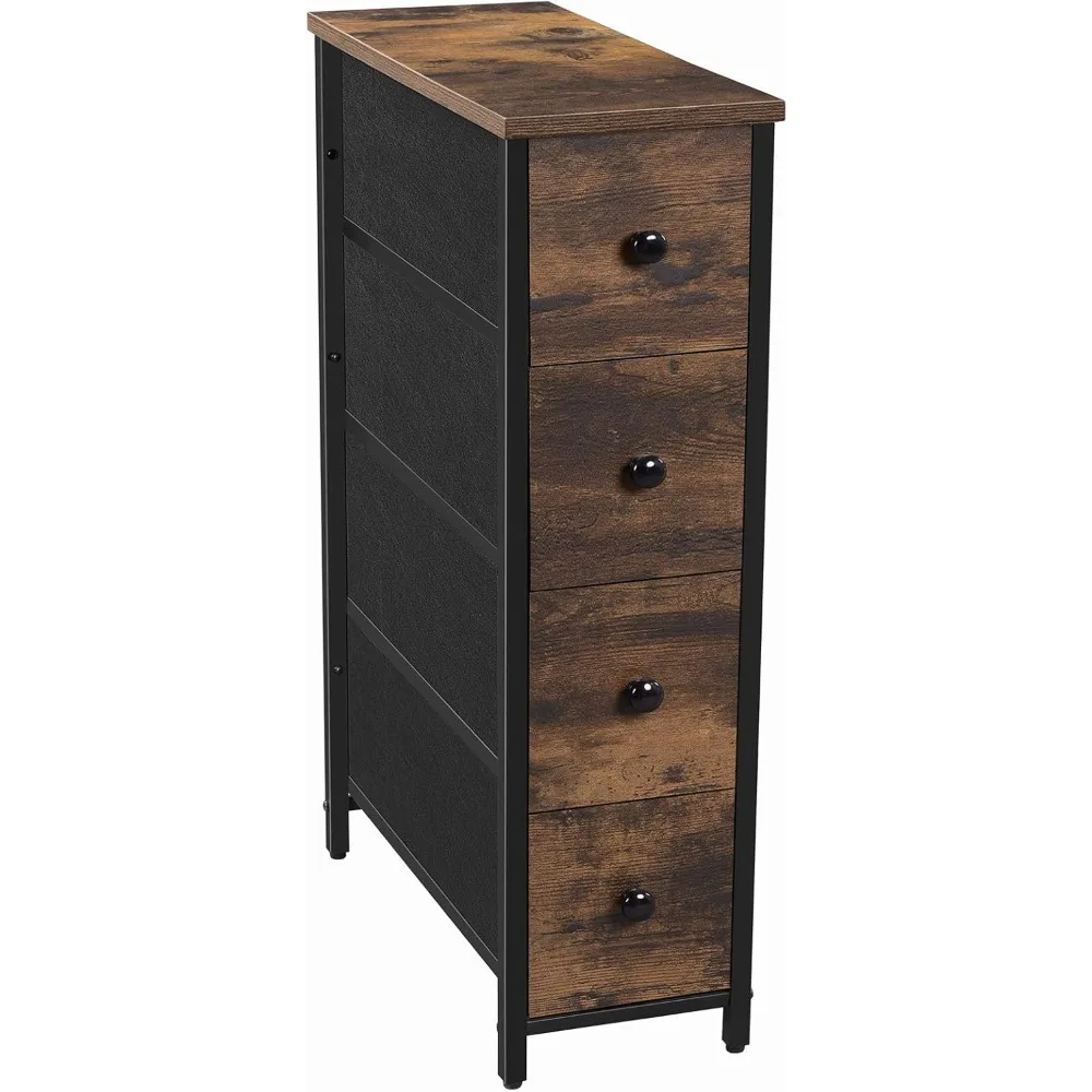 

Dresser, Vertical Storage Unit with 4 Fabric Drawers, for Small Spaces and Gaps, Metal Frame, Slim Storage Tower