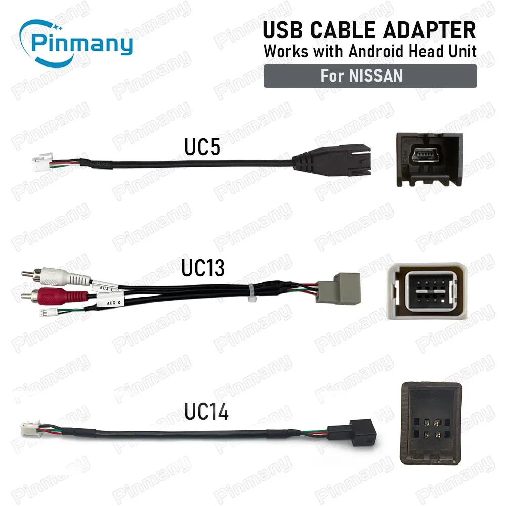 Pinmany 4-Pin USB Cable Wire Harness Adapter Car Radio Audio Data Connector Works with Android Head Unit for Nissan