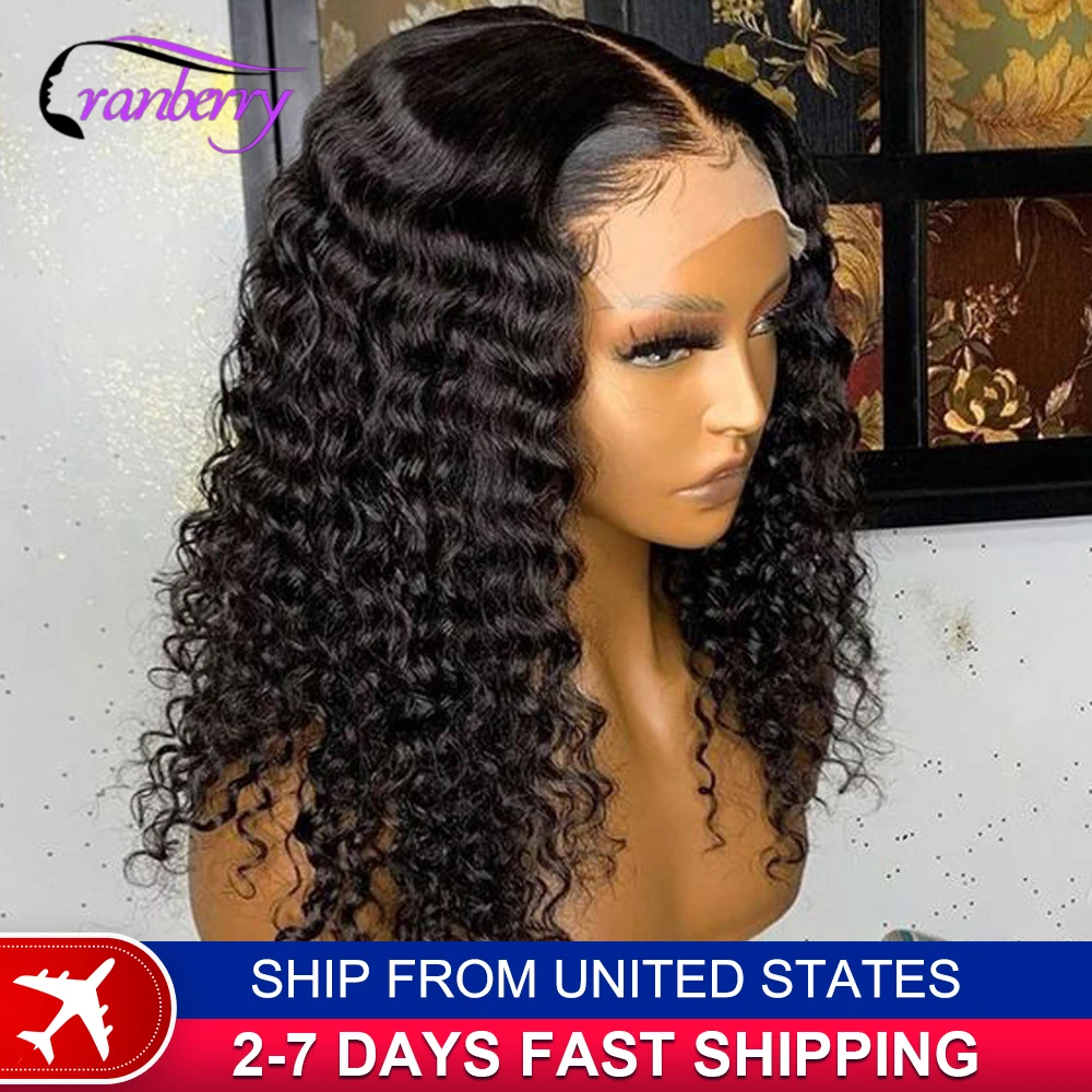 Remy Peruvian Water Wave 4x4 Lace Closure Wig Pre Plucked Hairline 180% Density Cranberry Hair 100% Human Hair Wigs For Women