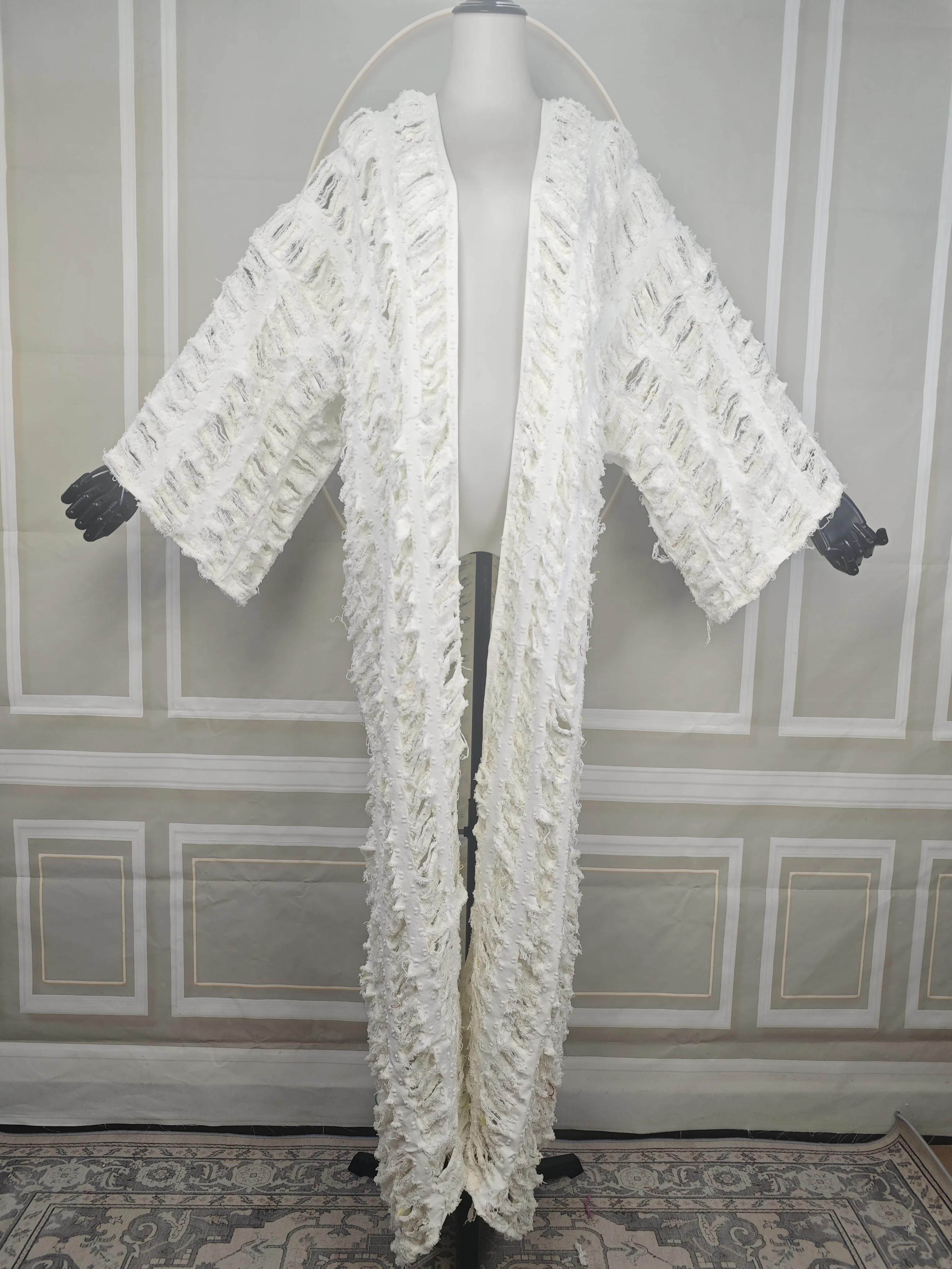 Plus Size 2026 Fashion Denim Long Sleeved Kimonos Cardigans Bohomian Summer Beach Bikini Cover Up African Spring Hollow Robe - view 6