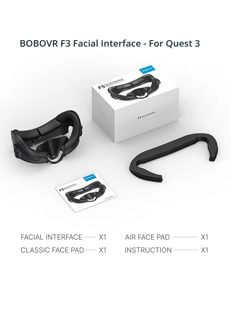 Interfejs twarzowy BOBOVR F3 kompatybilny z Quest 3, nakładka na twarz z 3-kanałową wentylacją, regulowany pole widzenia, akcesoria VR — zdjęcie produktu 7