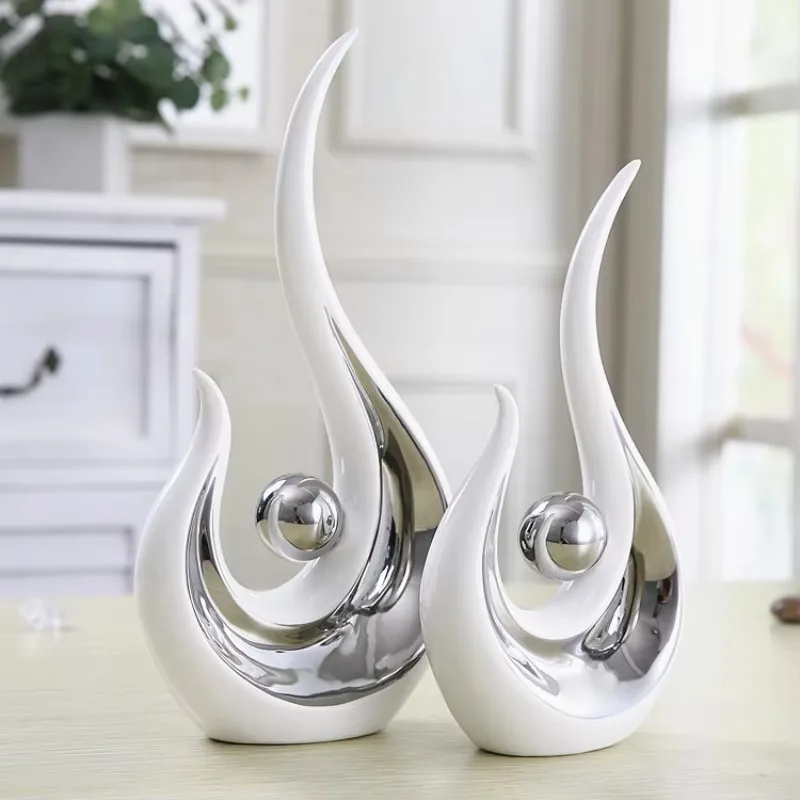 Wholesale Luxury Home Decoration White Art Ornaments Crafts Ceramic Decoration Sets