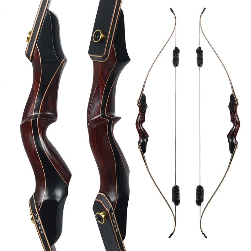 Traditional Recurve Bow Laminated Bow Piece Dacron Bow String 12 Mixed Carbon Arrows Outdoor Hunting Competition Package