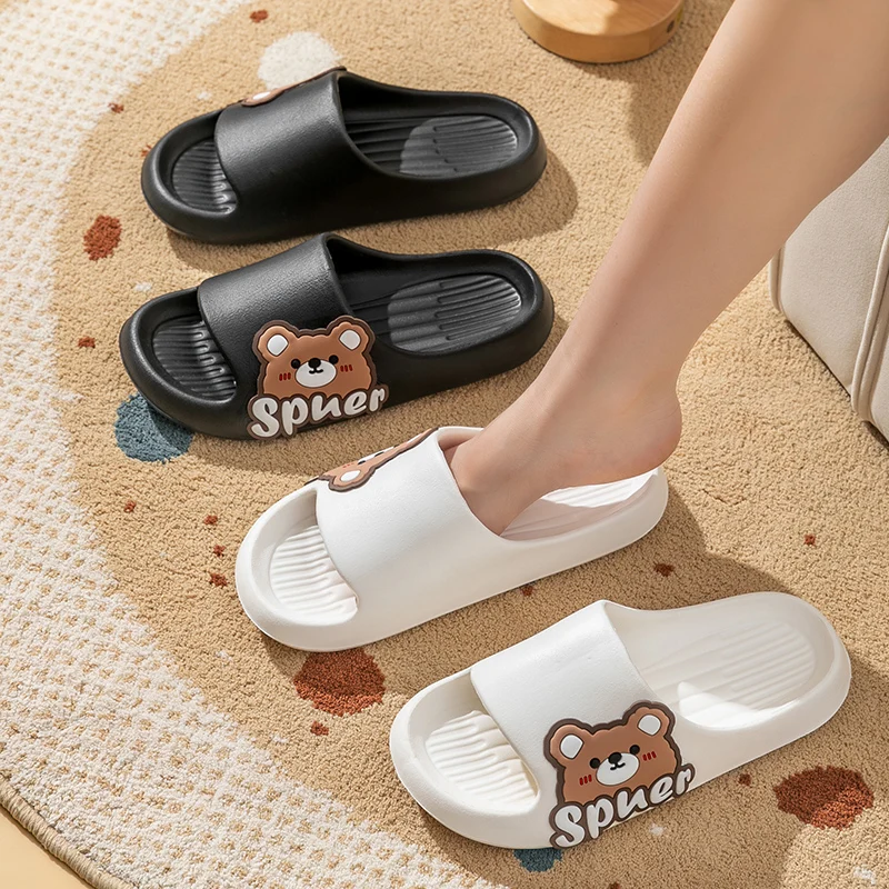 Cartoon Cute Little Bear Lady Summer Slippers, Bathroom Anti Slip And Fecal Feeling, Can Wear Beach Slippers Externally