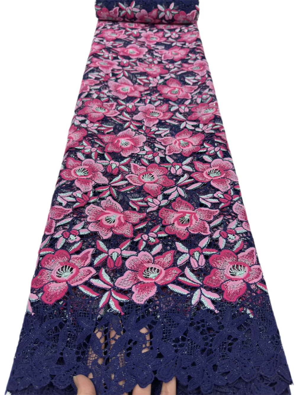

2026 High Quality Women African Guipure Cord Lace Fabric Multicolor Nigerian Water Soluble Fabric For Sewing Women Dress 5Yards