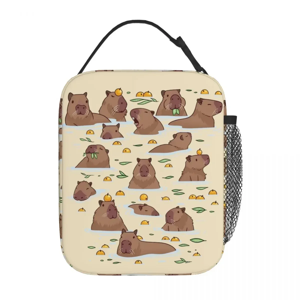 Kawaii Capybara Cartoon Cute Insulated Lunch Bags Thermal Meal Container Large Tote Lunch Box Food Handbags School Outdoor