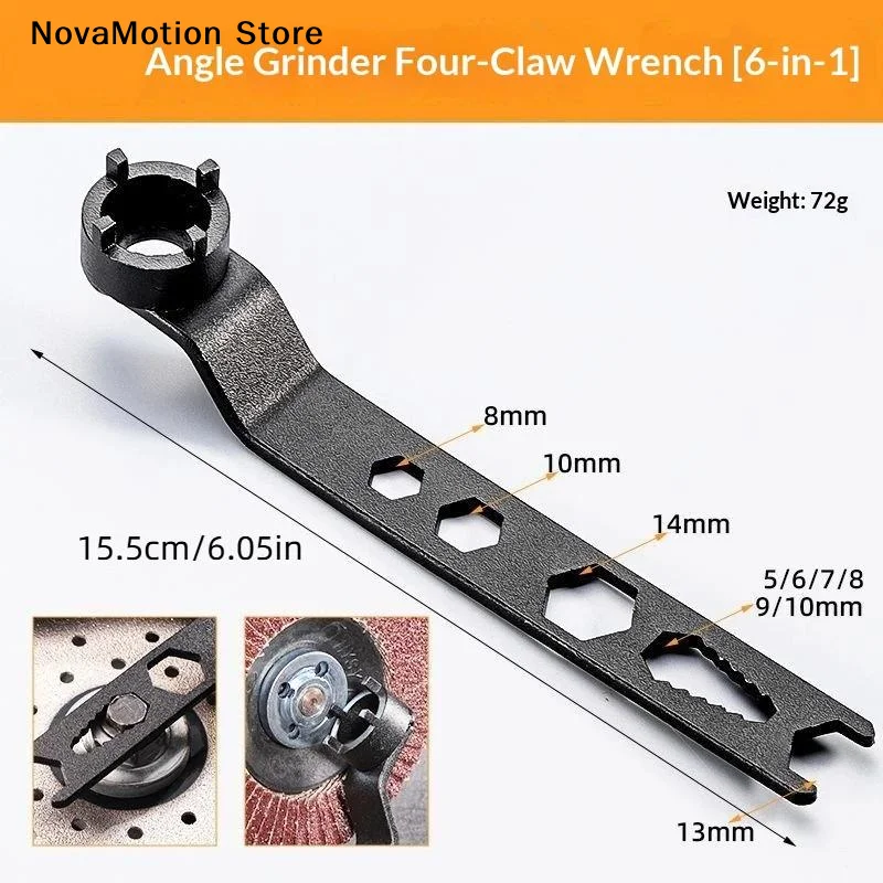 Multifunction Wrench Angle Grinder Four Claw Thickened Disassembly Wrench Adjustment Tool For Grinding Wheel Machine Accessories