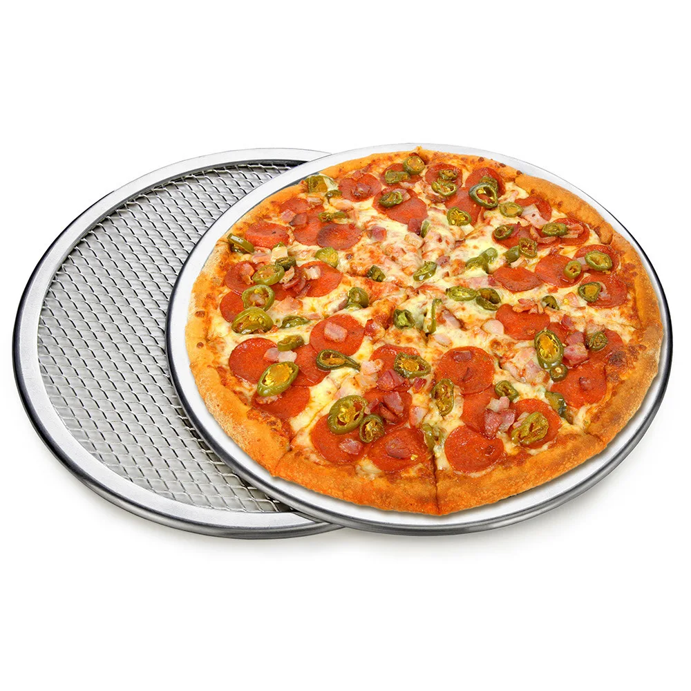 Durable Round Aluminum Pizza Screen Baking Mesh Tray Professional Kitchenware For Efficient Heat Conduction Roasting Pan