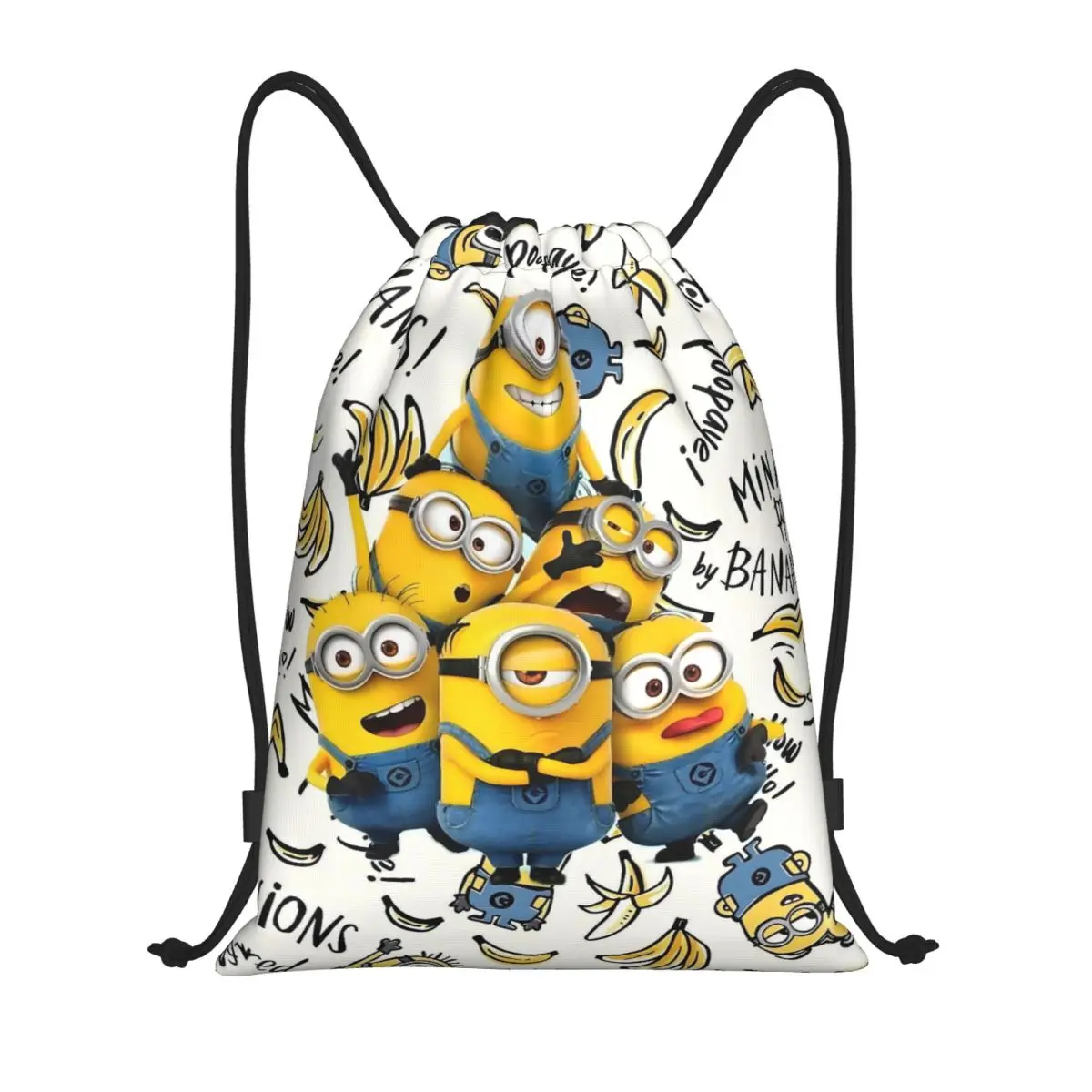 

Custom M-Minions Drawstring Backpack Women Men Gym Sport Sackpack Foldable Shopping Bag Sack