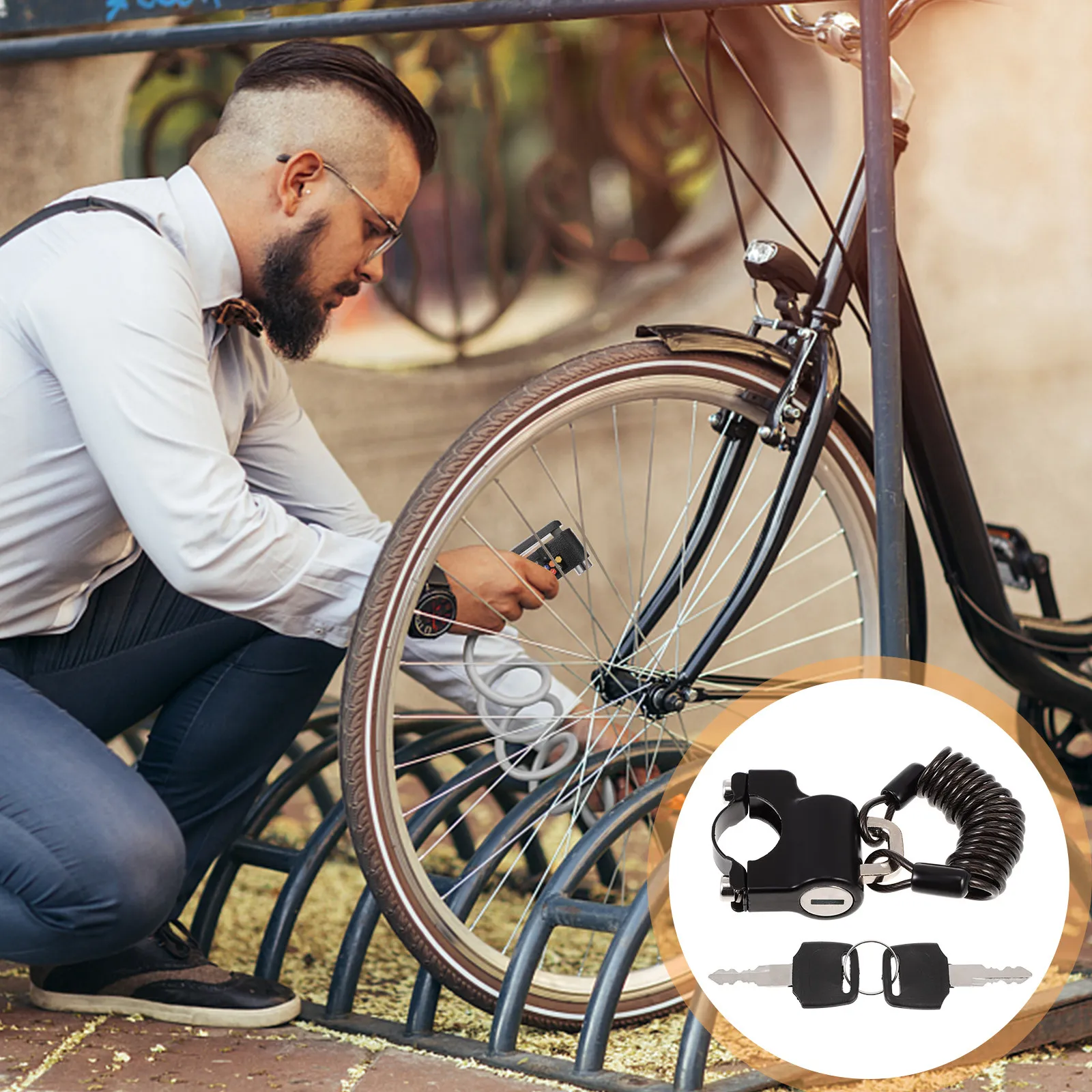 

1 Set Motorcycle Lock Small Portable Steel Cable Tamper-Proof Security Lock Reinforced Body Anti-Theft Motorcycle
