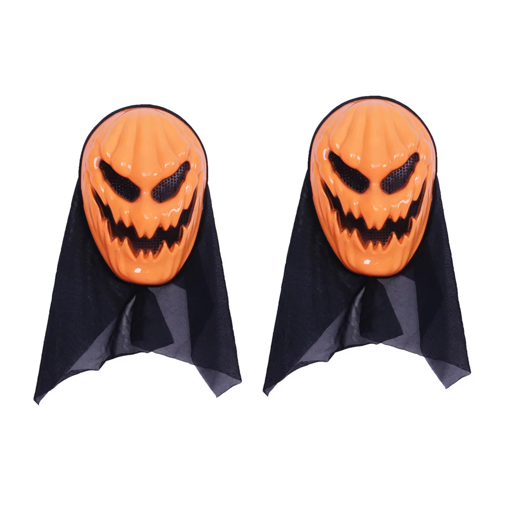 

2 Pcs Pumpkin Halloween Costume Mask Masquerade Head Masks Gauze Orange