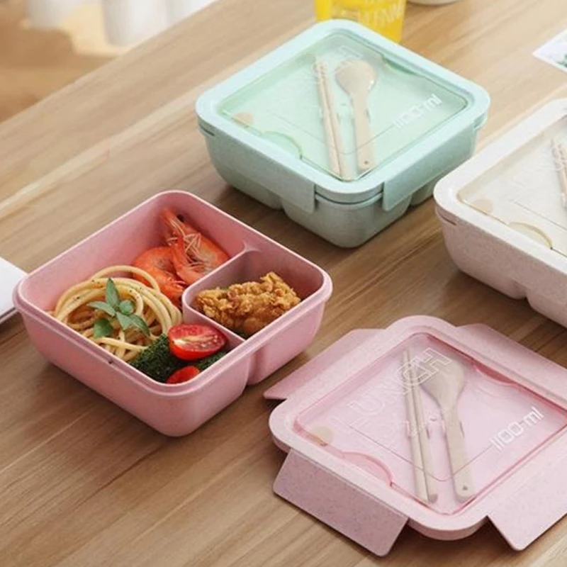 Portable Lunch Box Lunch Bags for Children School Office Bento Box with Tableware Thermal Bag Complete Kit Microwavable Heating