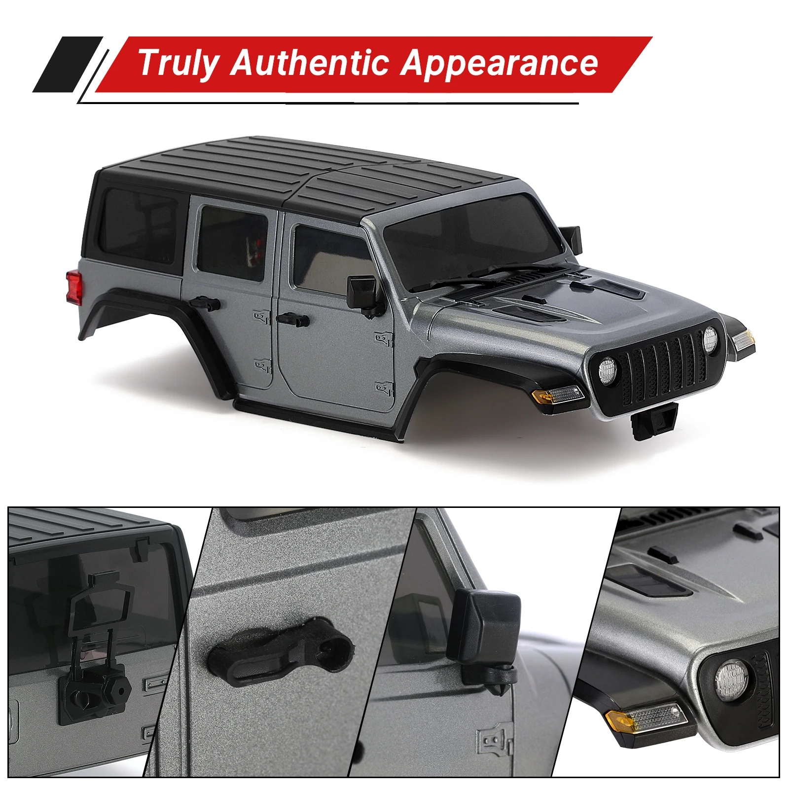 INJORA 6.10in Wheelbase ABS Hardtop Body Kit with Front Rear Bumpers for 1/18 RC Crawler TRX4M Bronco Defender Chassis (4M-66)
