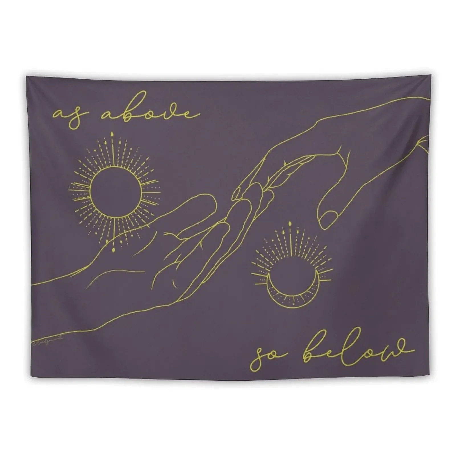 

As Above So Below- Touching Hands Yellow Tapestry Anime Decor Room Decorations Aesthetic Things To The Room Tapestry