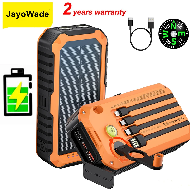 

JayoWade 20000mAh Waterproof Solar Power Bank Hand Crank 22.5W Fast Charger Outdoor Powerbank for iPhone 16 Samsung S25 Battery