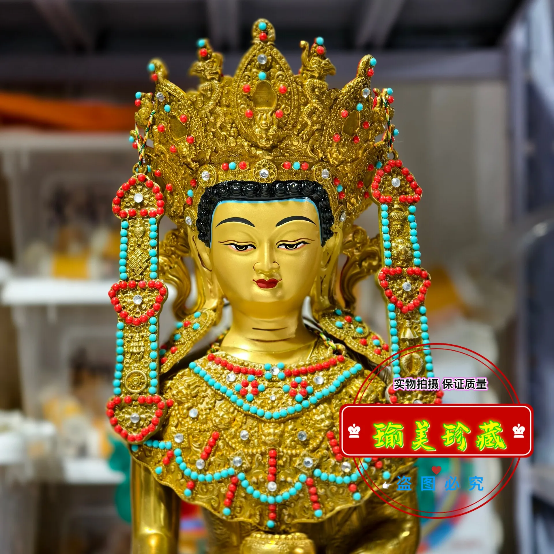 Gem Jue Wo Bronze Statue Xizang Jokhang Temple Main Sakya Buddha Tantra Tibetan Buddha Object Pure handmade face o