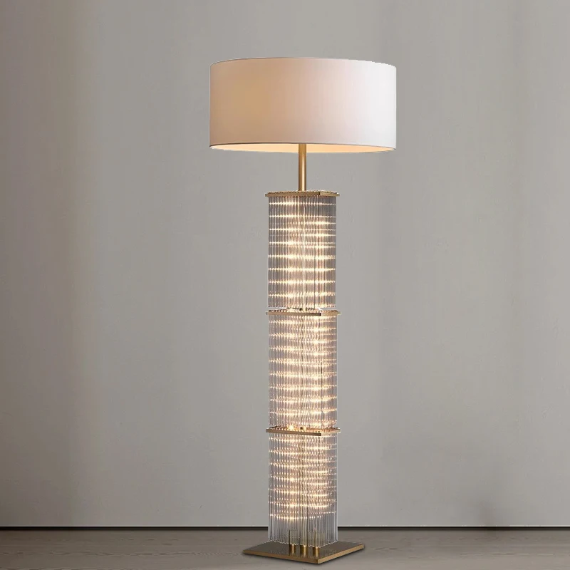 

Bronze Brass Post-modern Standing Light Led Home-appliance Clear Crystal Glass Floor Lamp Luxury Decoration Living Room Office