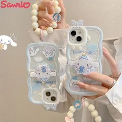 Funda de teléfono Kawaii Cinnamoroll para IPhone 11, 12, 13, 14 Pro Max, 15 Pro Max, 7, 8, Xsmax, fundas con soporte para teléfono con pulsera