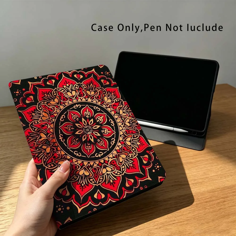 For Xiaomi Poco Redmi Pad 8 2 4 C1 6 6S 7 7S SE 9.7 14 11 11.2 Inch Pen Tray Tablet Case Fashion Mandala Flower Pattern