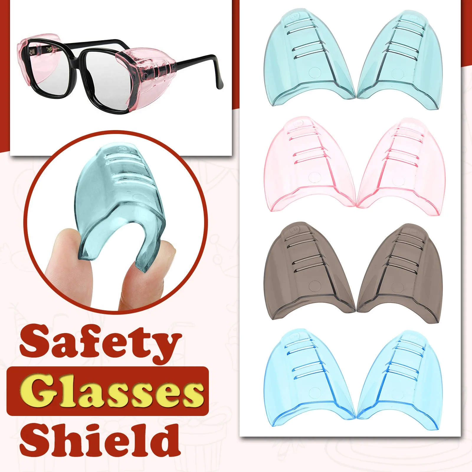 

1 Pair Safety Eye Glasses Side Shields Clear Flexible Glasses Safe Protection Side Cover Fits All Size Eyeglasses Goggles