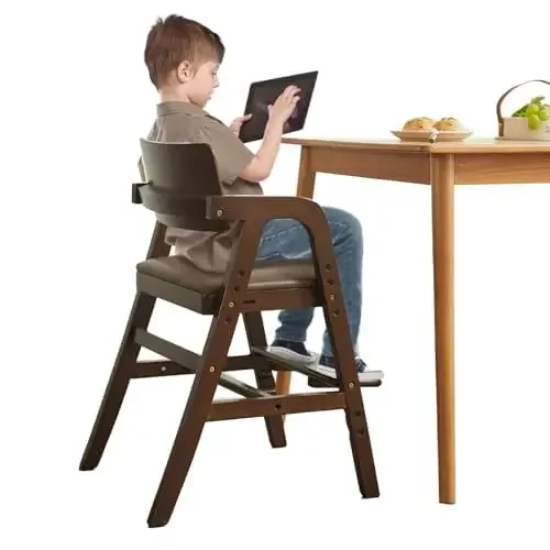 Wood high Chairs for Toddlers,High Chair Grows with Kid for Dining, Study Chair for Children