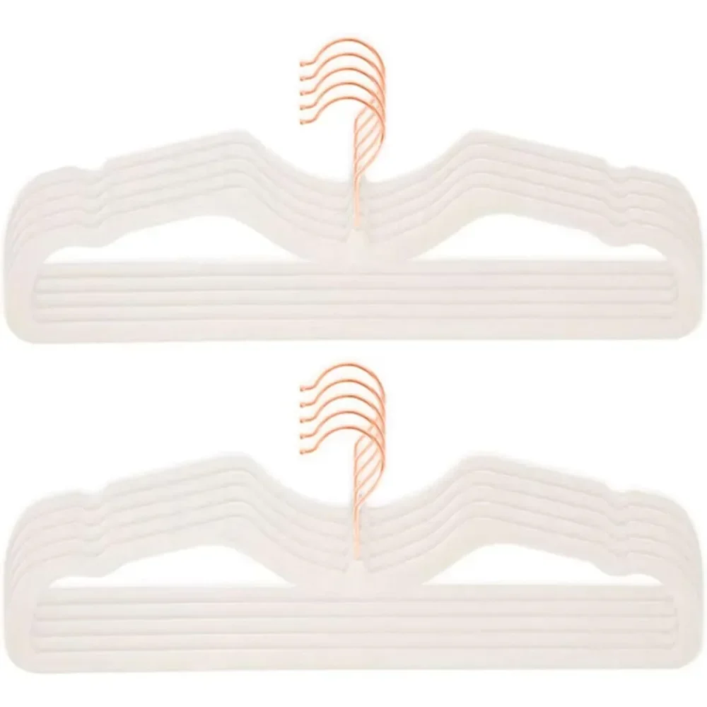 Velvet Hangers 10Pack, Ultra Slim & Short Neck Hanger, 360 Swivel Hook, Space Saving Durable Non-Slip Felt Hangers