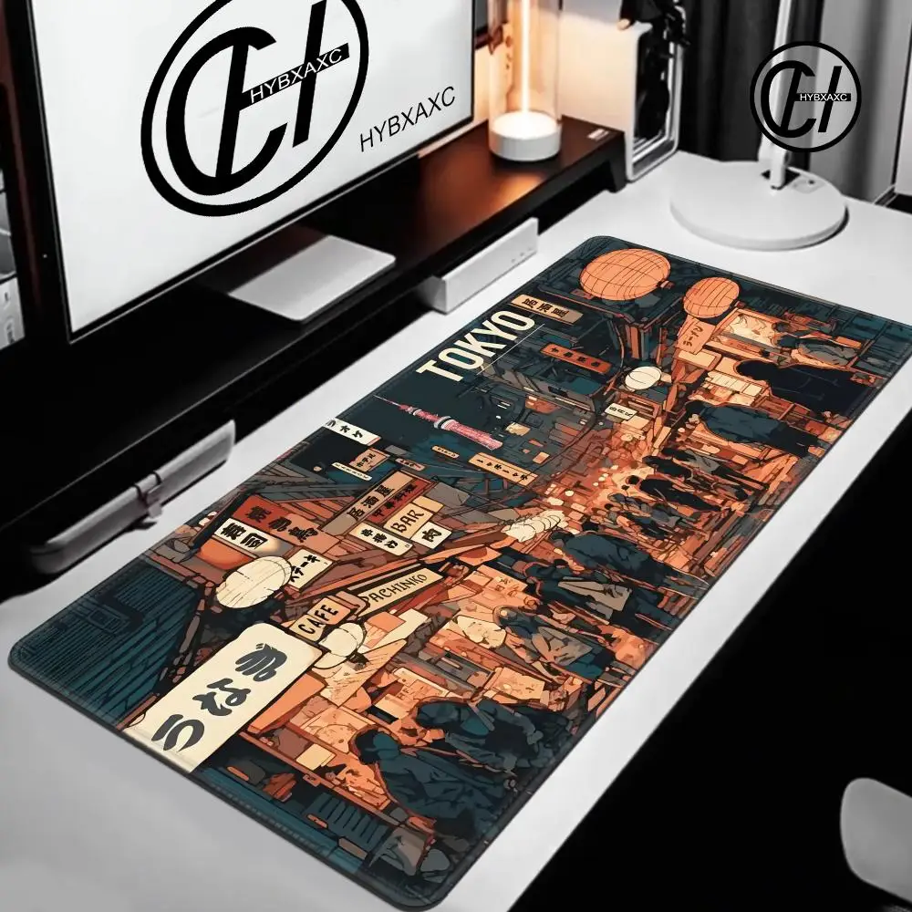 Japanese Street Gaming Mouse Pad Large office Desk Mat Anime Pads for Extended Keyboard pad with Non-Slip Base