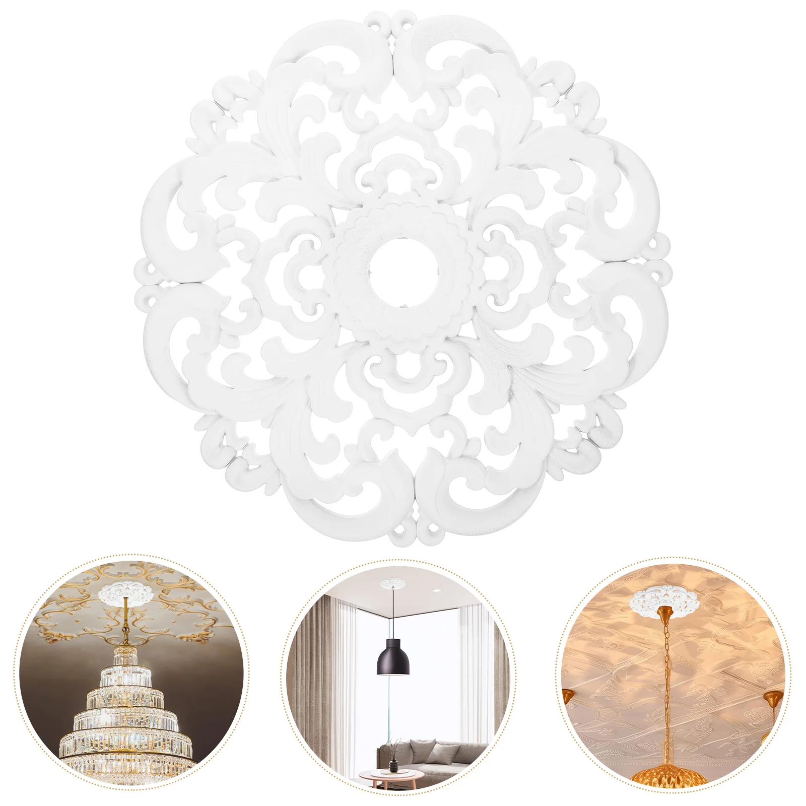 

Imitation Gypsum Suspended Ceiling Medallion Simple Small Medallions European Style Solid for Light Fixtures Decorative