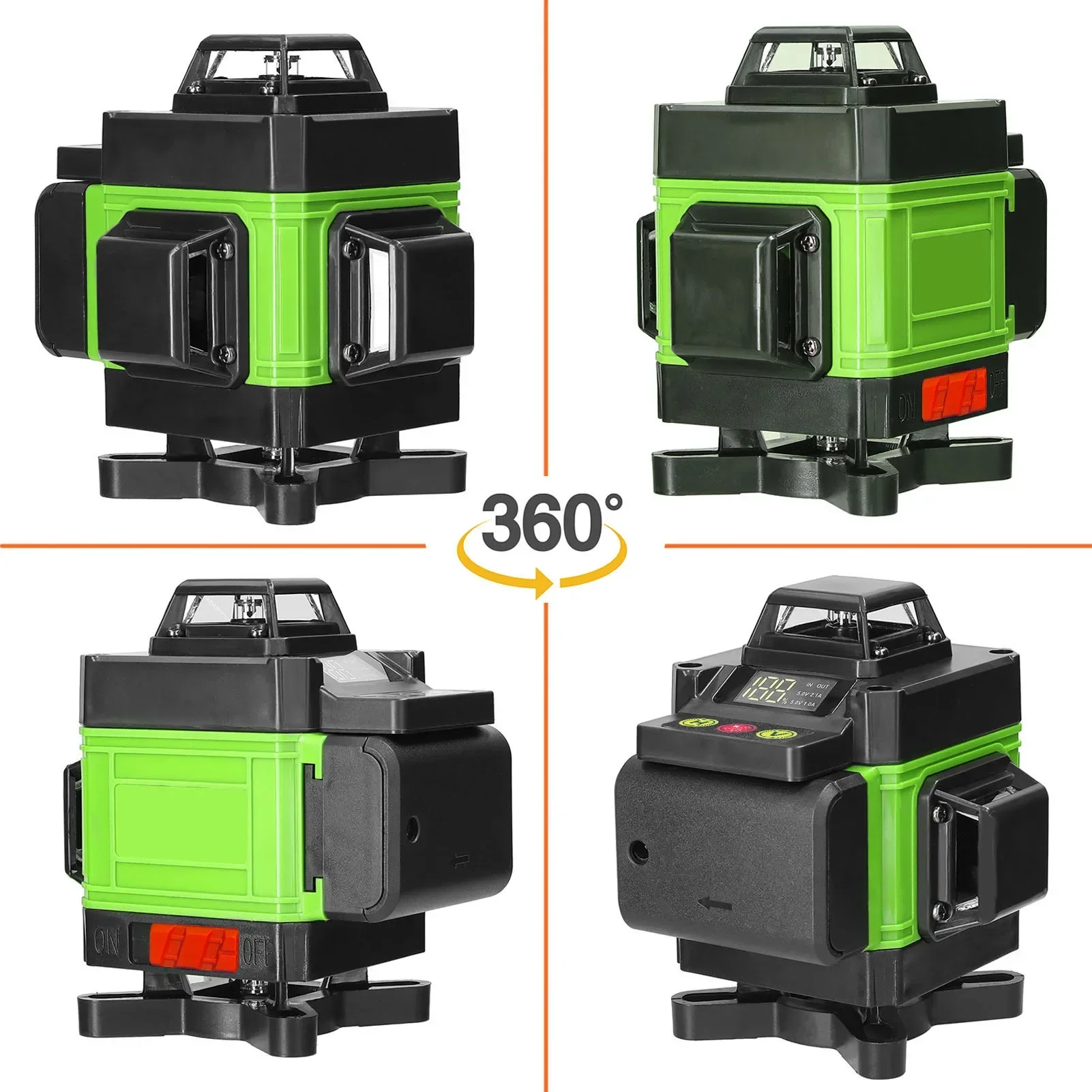 4D 16/12 Lines Laser Level Green Line SelfLeveling 360 Horizontal and Vertical Super Powerful Laser Level Green Beam Laser Level