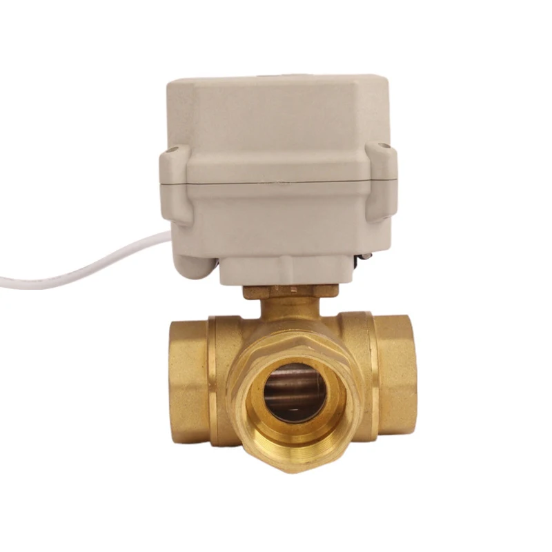 3 Way Mini Smart Brass Electric Automatic Rotary True Union Water Control Actuator Ball Valve