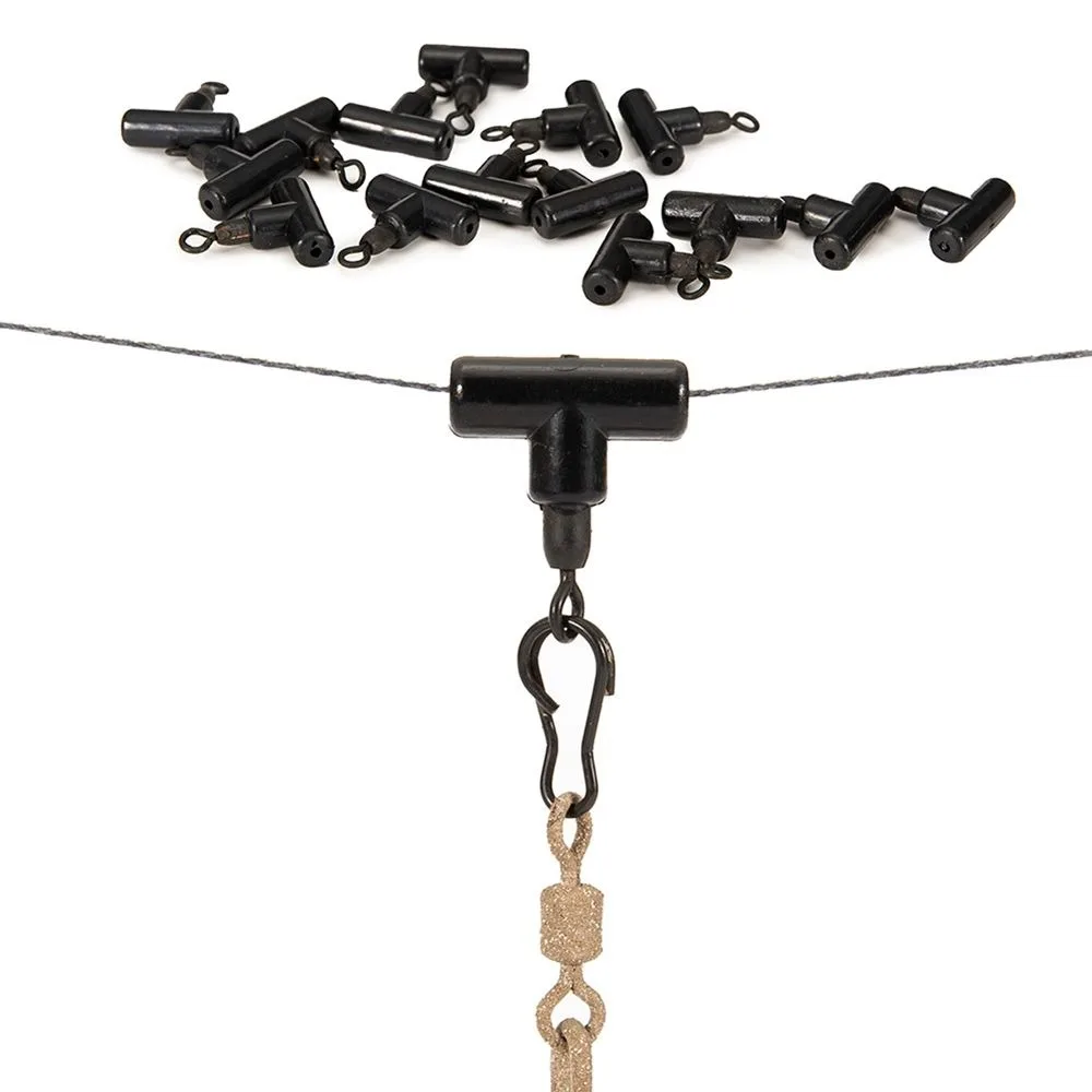 Beads Black T-Swivel Running Ledger Zip Fishing Swivels Carp Rig Rings Clip Rolling Swivel Fishing Line Slider Beads