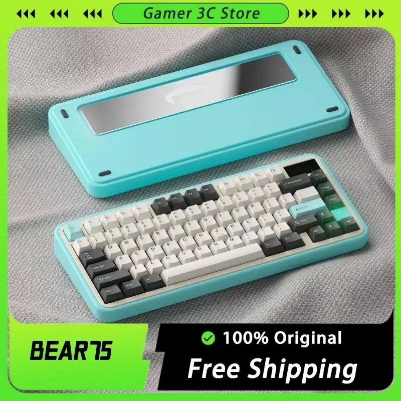 Bear75 Mechanical Keyboard Kit Wireless Bluetooth Kit Aluminum Keyboard Gasket Custom Screen Hot Swap RGB Gaming Keyboard Kits