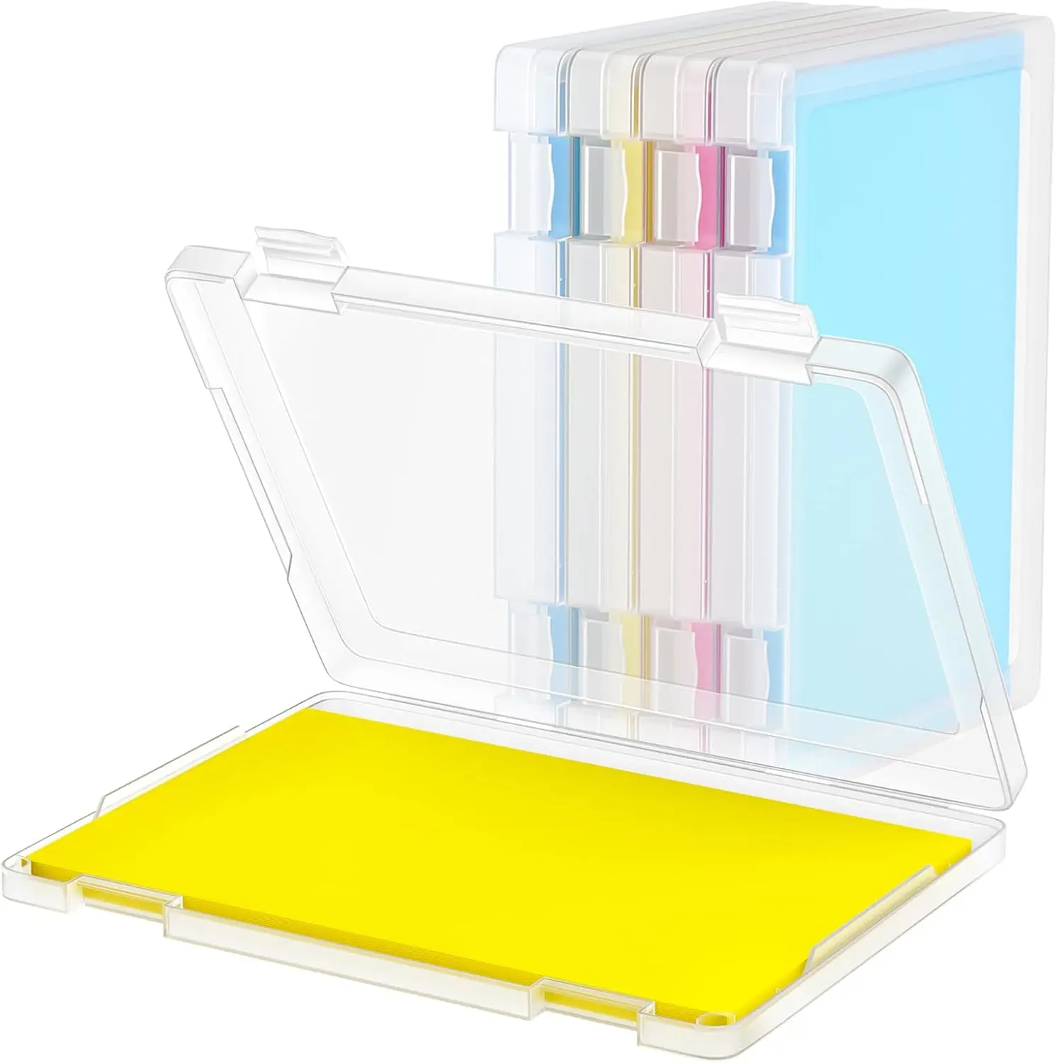 1 Pack A4 File Box Paper Organizers Holder, Transparent Document Paper Project Case, Plastic Paper Storage Container Box File
