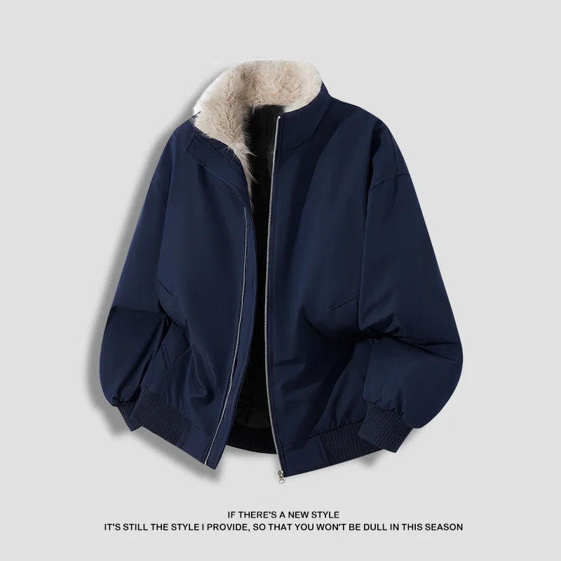 

Осенне-зимняя утепленная куртка с воротником-стойкой, теплая, простая, мужская, на хлопковой подкладке, повседневная, модная, из полиэфирного волокна, с длинными рукавами