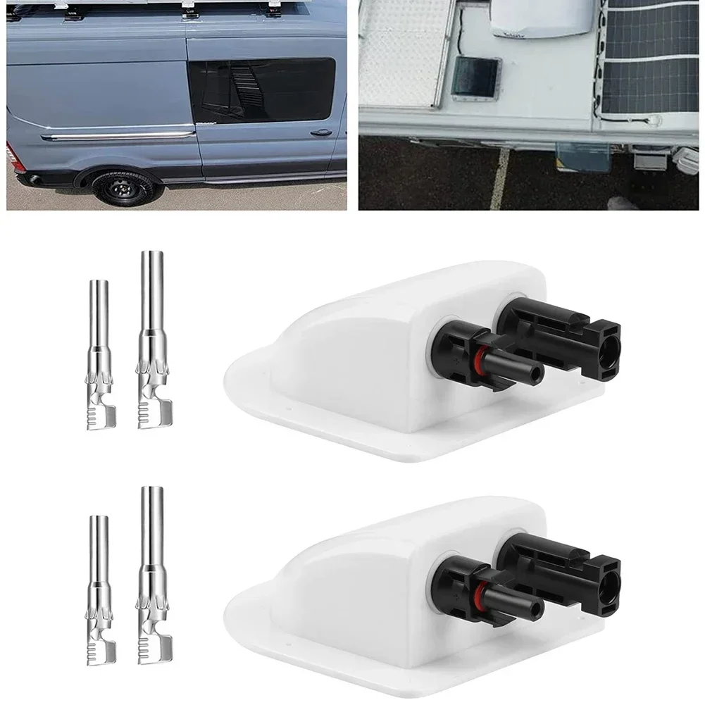 Solar Panel Double Hole Wire Cable Entry Gland Sealing Box Curved Cable Connector Waterproof For RV Caravan Motorhome Boat