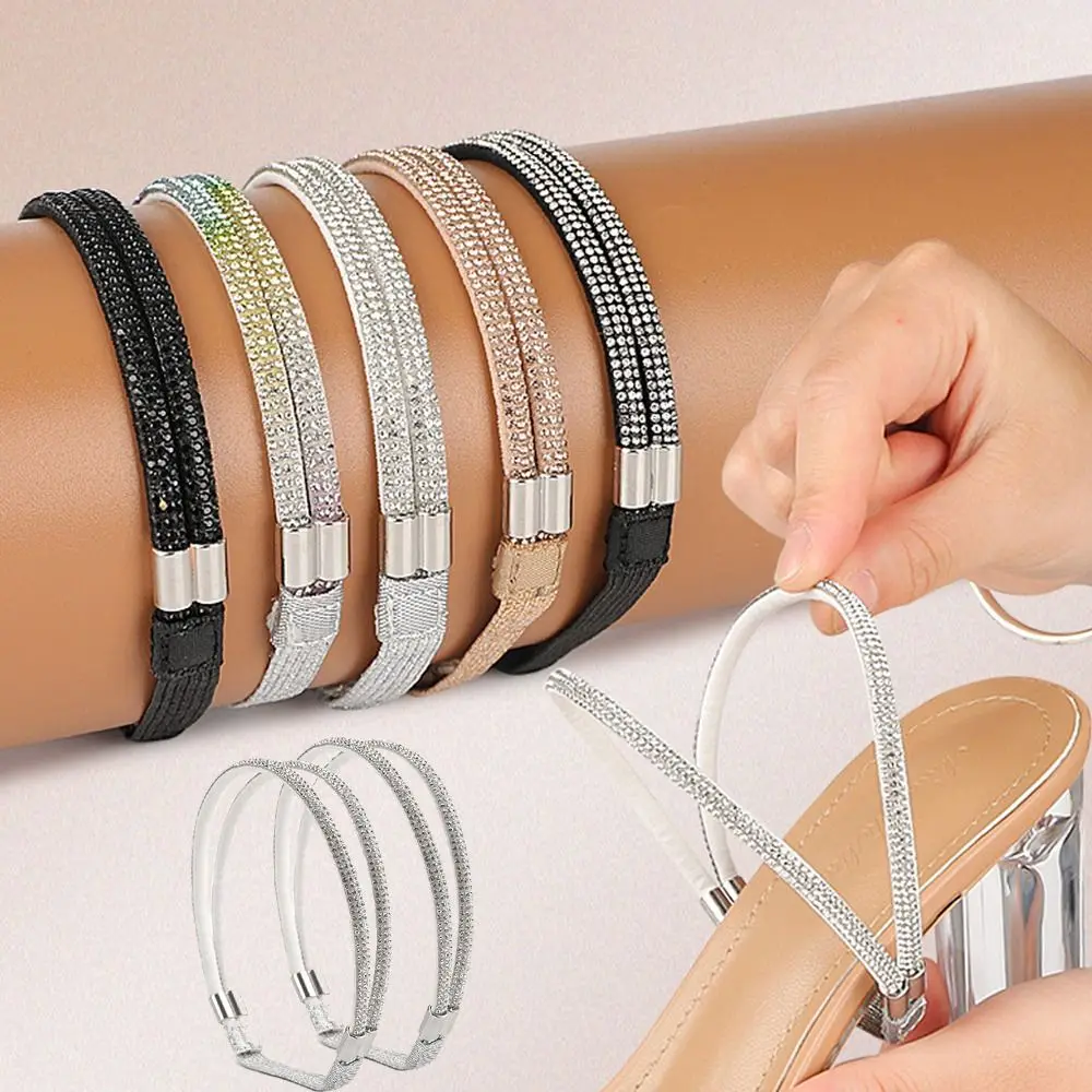 1Pairs Women Lazy Shoeslaces Anti-skid Bundle Laces High Heels Shoe Belt Adjustable Free Triangle Ankle Holding Shoe Decorations image 5