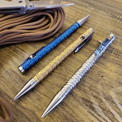 EDC Titanium Alloy TC4 Mechanical Bolt Action 0.7mm Pencil with Damascus Clip Multi-functional Portable Outdoor Tools 1 Piece