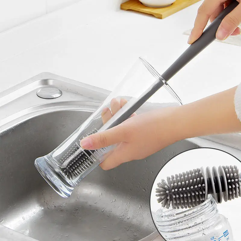 TPR Material Long Handle Cup Brush Pliable and Tough Durable Cleaning Brushes Use for Clean Cup Water Bottle Vase Cleaning Tool