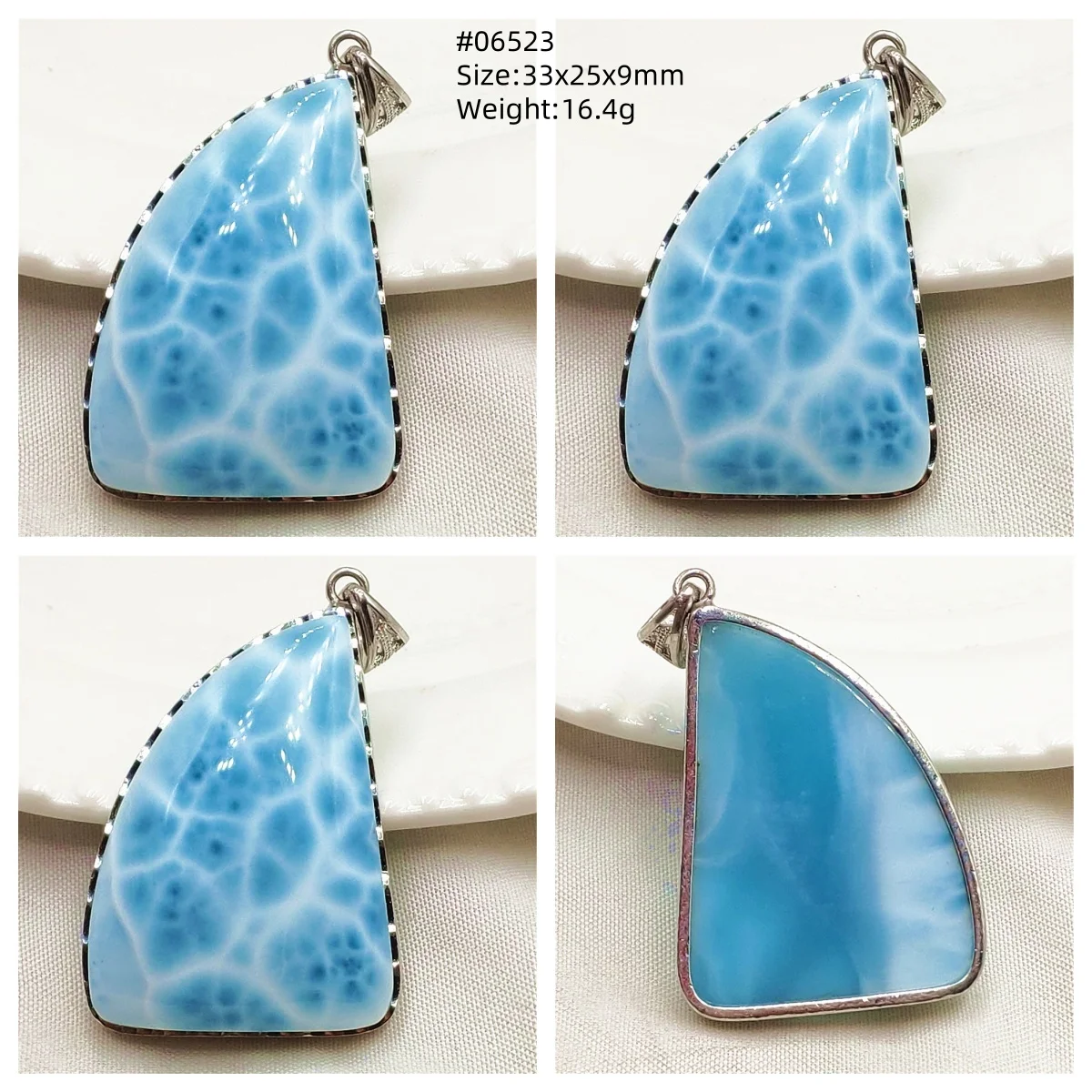 Natürlicher Blauer Larimar-Anhänger mit Wassermuster für Damen und Herren, Dominia Larimar-Perlen AAAAAAA