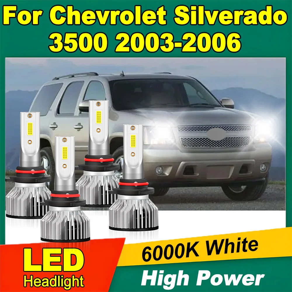 

9005 9006 Car LED Headlights High Low Beam Turbo HeadLamps Canbus No error 6000K White For Chevrolet Silverado 3500 2003-2006