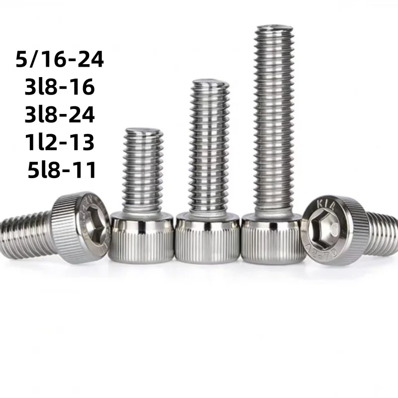 10 Pieces 5/16-24 3l8-16 3l8-24 1l2-13 5l8-11 UNC Inch Cup Head Hex Socket 304 Stainless Steel Screw