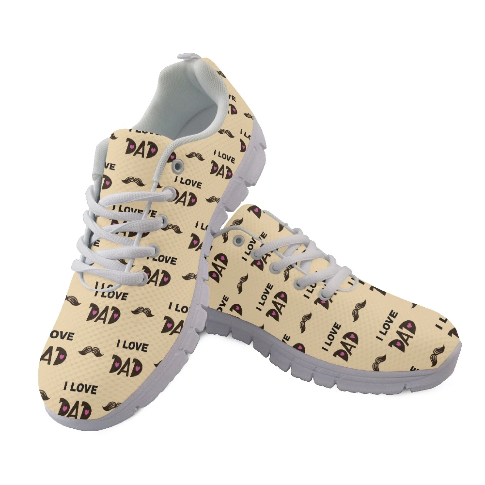 Coloranimal I Love Dad Pattern Mesh & EVA Sole Womens Running Sports Shoes Lace Up Walking Shoes for Ladies Fashion 2026