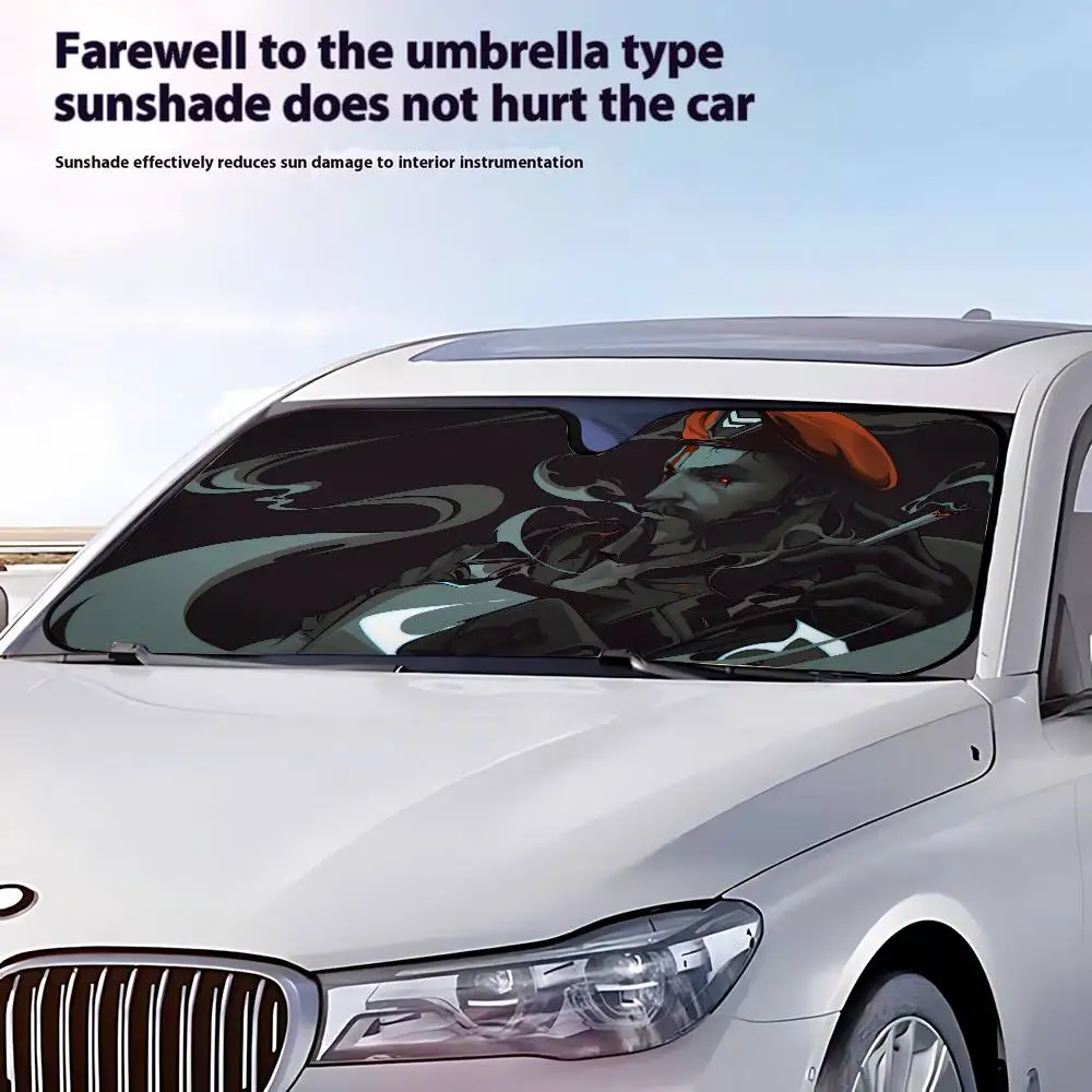 لعبة Valorant سيارة ظلة الزجاج الأمامي نافذة أمامية قناع 70x130 سنتيمتر الشمس قناع الشمسية حماية منقوشة هدية الجدة سيارة #4