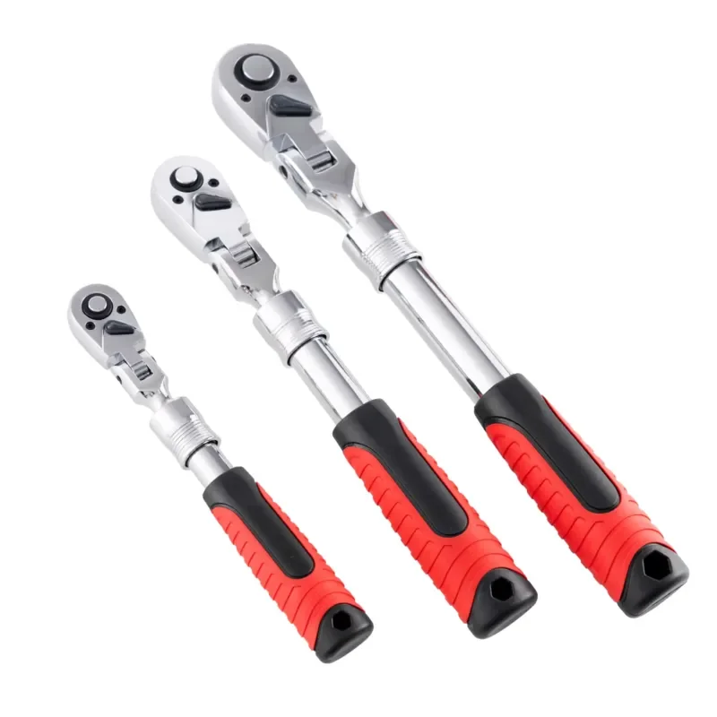 3 Piece Flexible Head Retractable Ratchet Wrench Set 1/2 3/8 1/4 Inch Quick Release Socket Spanner Auto Repair Tool Kit
