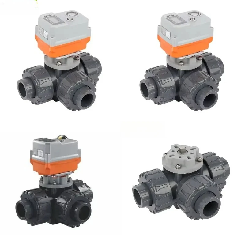 Electric 3 Way Ball Valve PVC UPVC NPT 1/2 Inch Electric Flow Control Unit For Chemical Piping Systems