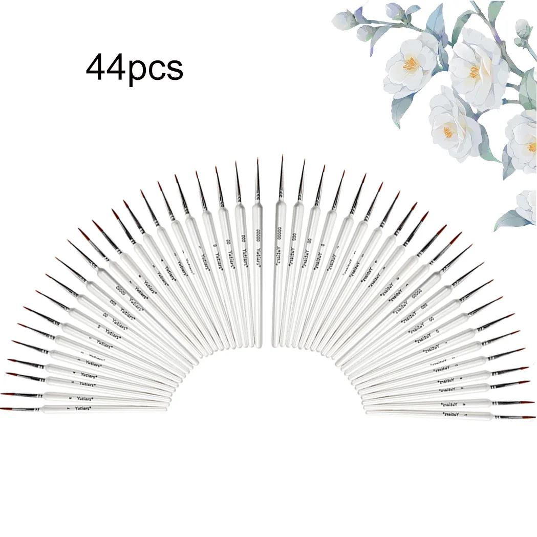 

Miniature Detail Paint Brushes with 44 Sizes Wooden Fine Tip Paint Brush for Watercolor Painting Acrylic Art Painting Model Draw