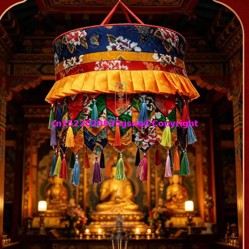 Buddhist supplies Temple hall alter Ceiling decor Auspicious blessing circular umbrella Offering Buddha's Treasure Pagoda Cover