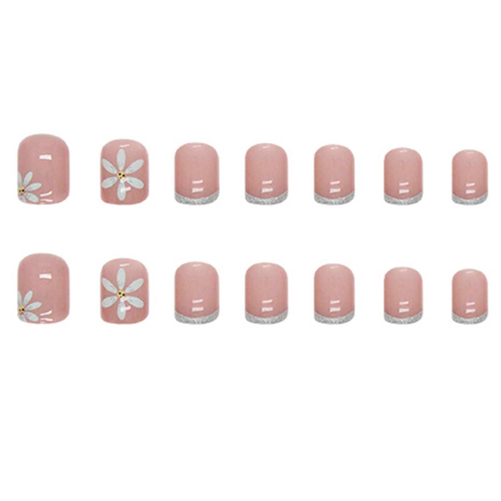 Sunflower Pink Round Fake Nails Popular Durable Press-on Nails for Fingernail DIY Decoration